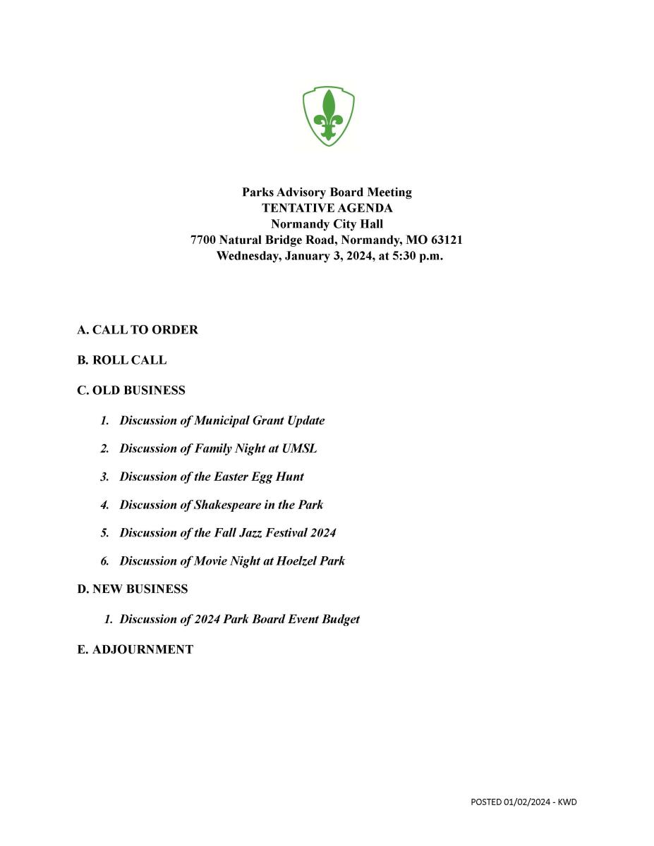 0102024 Park Advisory Board agenda