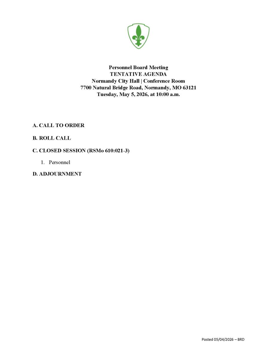 Personnel Board Tentative Agenda