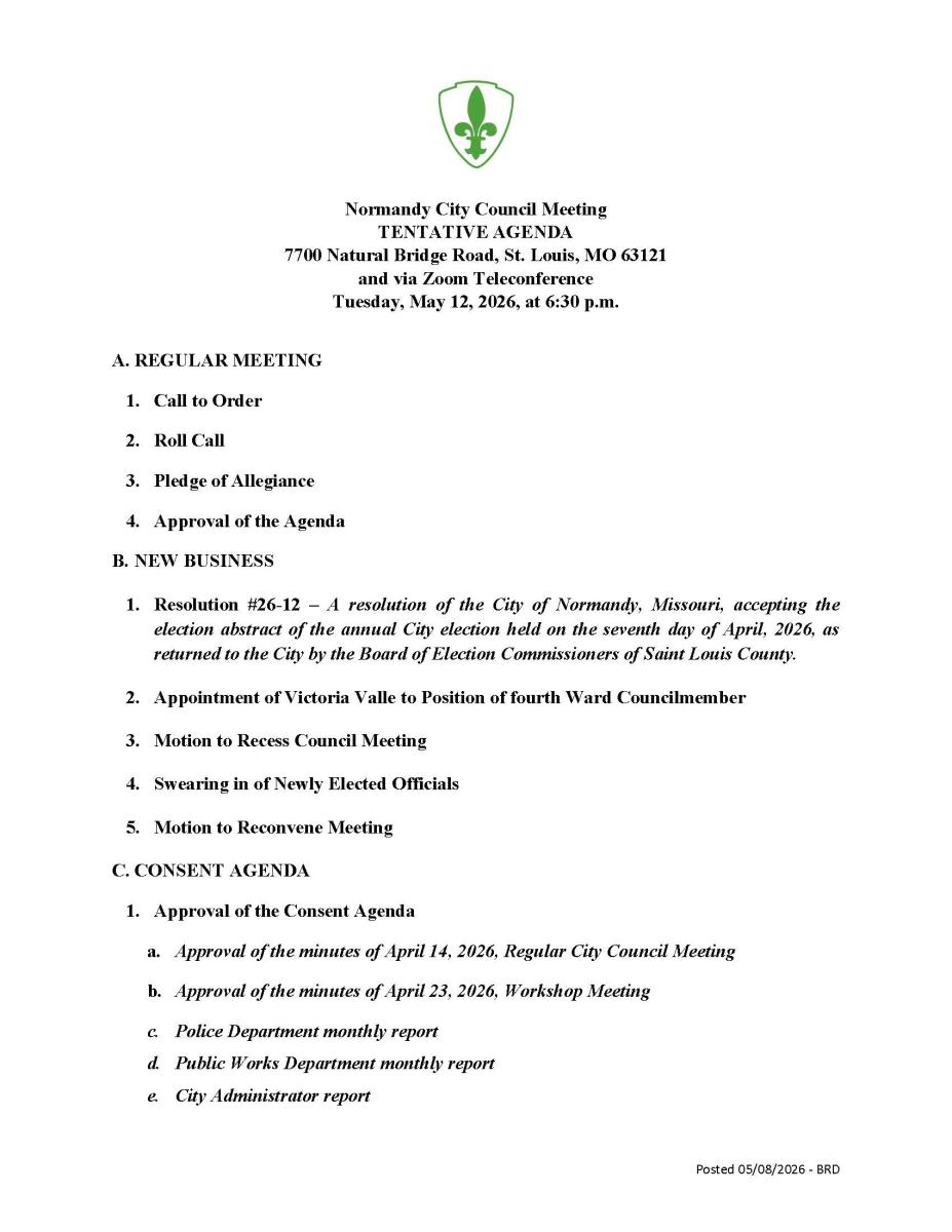 Tentative Agenda